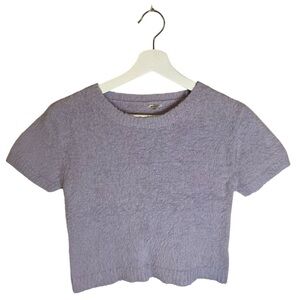 Garage Purple Cozy Fuzzy Crop Top Women's  Size M Cashmere-Feel